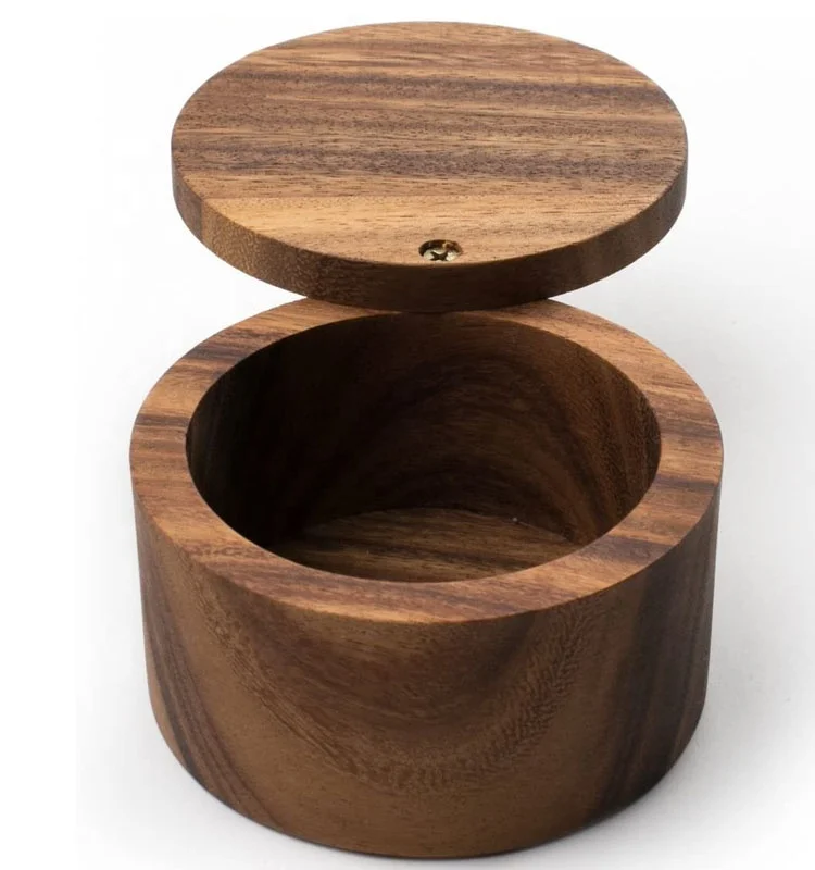 Wholesale acacia wood Appalachian Salt Cellar storage box for kitchen