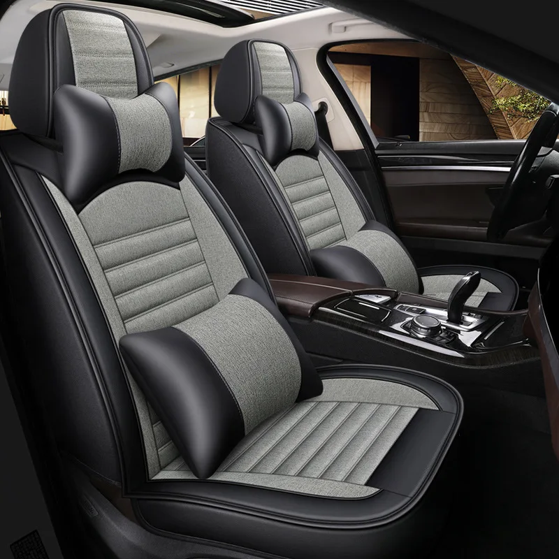 Customized Auto 9Pcs Black Front and Rear Leather Seat Covers Universal Full Set Luxury Car Seat Covers For Toyota Camry