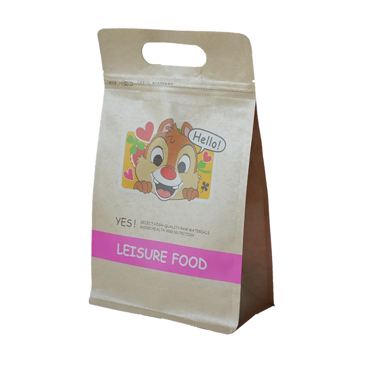 Custom Printed Zip Lock Flat Bottom Compostable Clear Stand Up Pouch Premium Kraft Paper Candy Drip Coffee Bags 250G