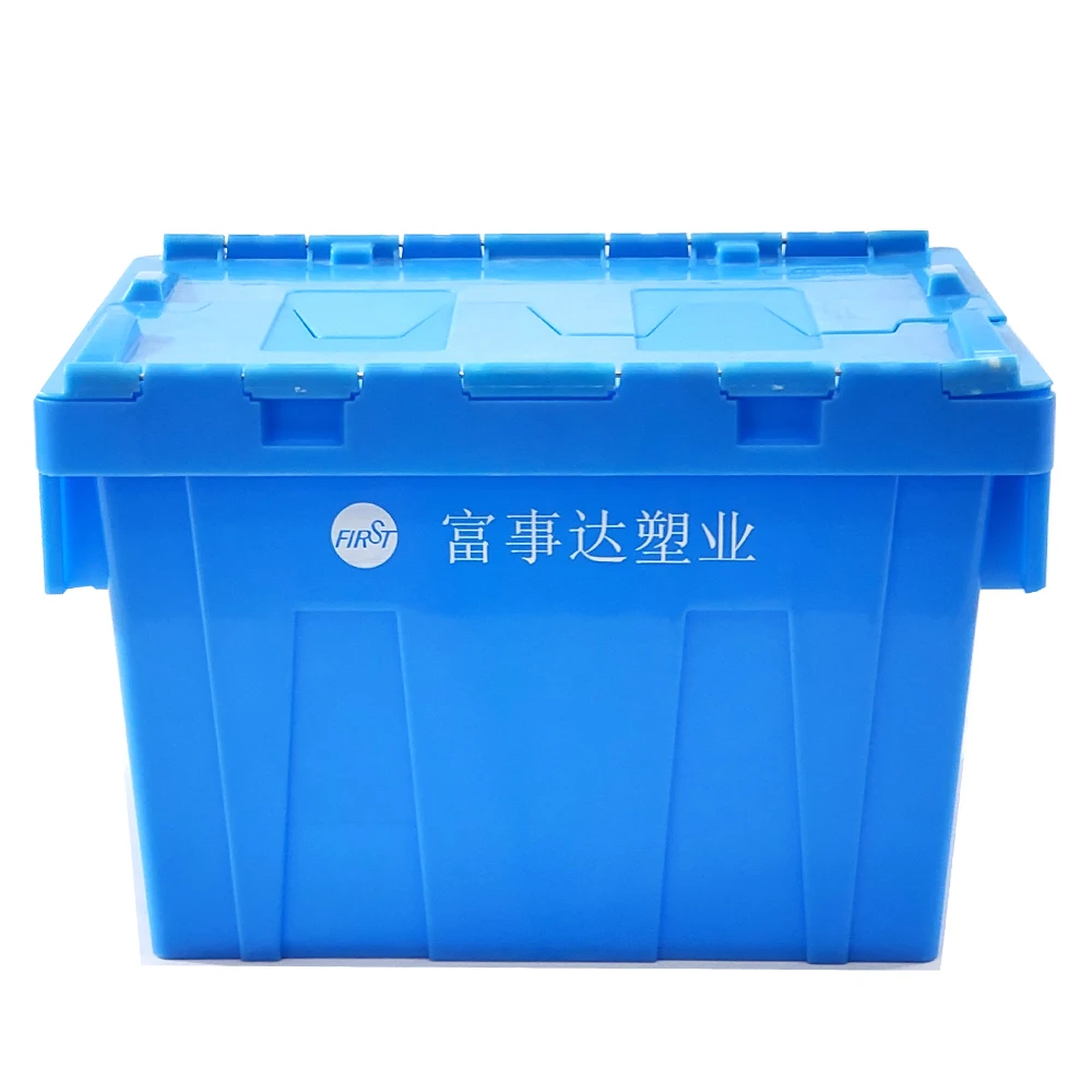 Cheap Plastic Nestable Stackable Crates Box Tote Plastic Fruit Crates with Cover for Sale