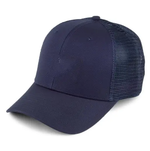 custom Plastic screw snap back Patch oem embroidery Logo Organic Cotton Trucker Cape - Navy Blue