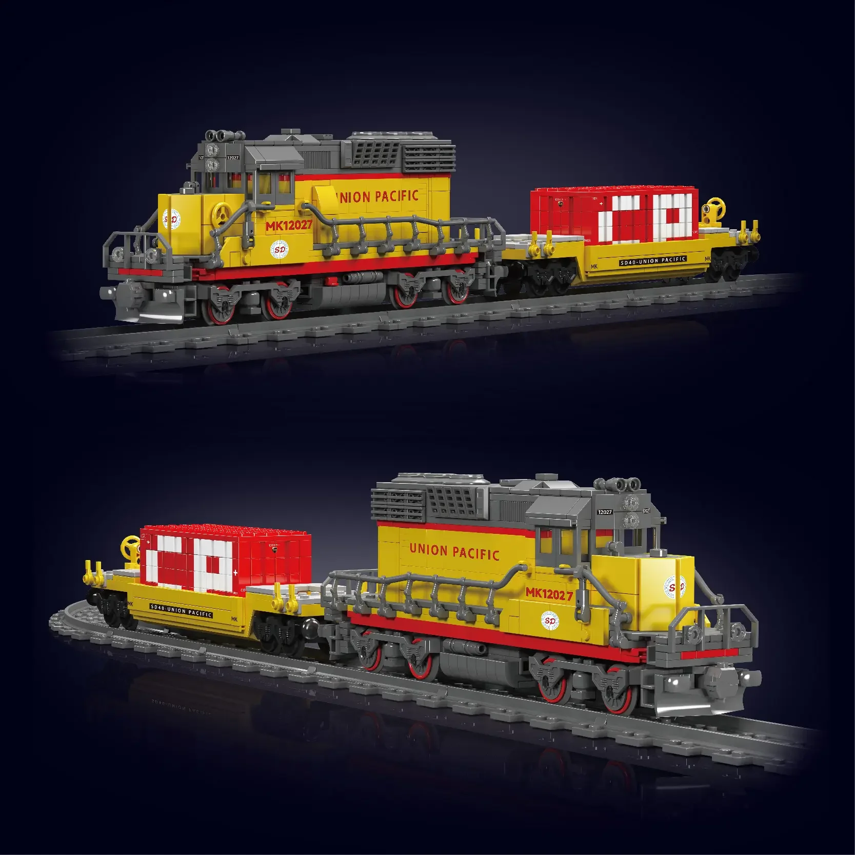 Формы King 12027 моторизованный SD40-2 тепловозик модель поезда высокотехнологичный пульт дистанционного управления железная дорога конструктор развивающие игрушки