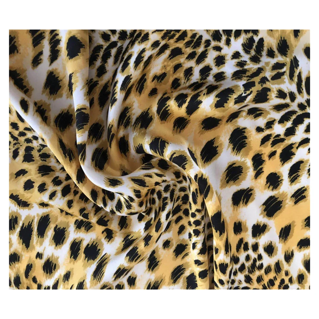 100% Polyester Silk Like Hand Feel Satin Silk Satin in Animal Print/90gsm Polyester Silk Satin in Leopard Print/polyester Woven