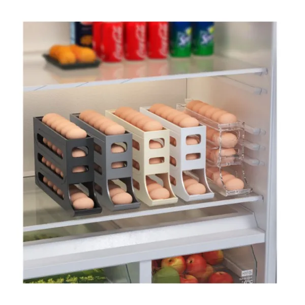 Refrigerator Egg Storage Box Rolling Kitchen Container Capacity Refrigerator Eggs Storage Container Dispenser