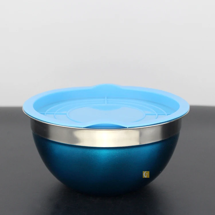 7-Piece Colorful Mixing Bowl Set Round 201 Stainless Steel Serving Salad Bowl with Plastic Lids