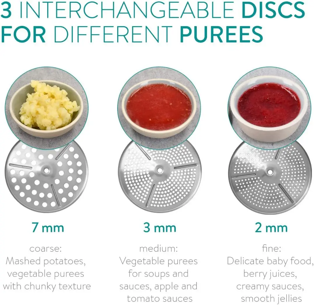 Stainless Steel Food Mill Manual Jams Masher Vetetable Garlc Mud Press Potato Masher Fruit Grinder With 3 Grinding Milling Disc