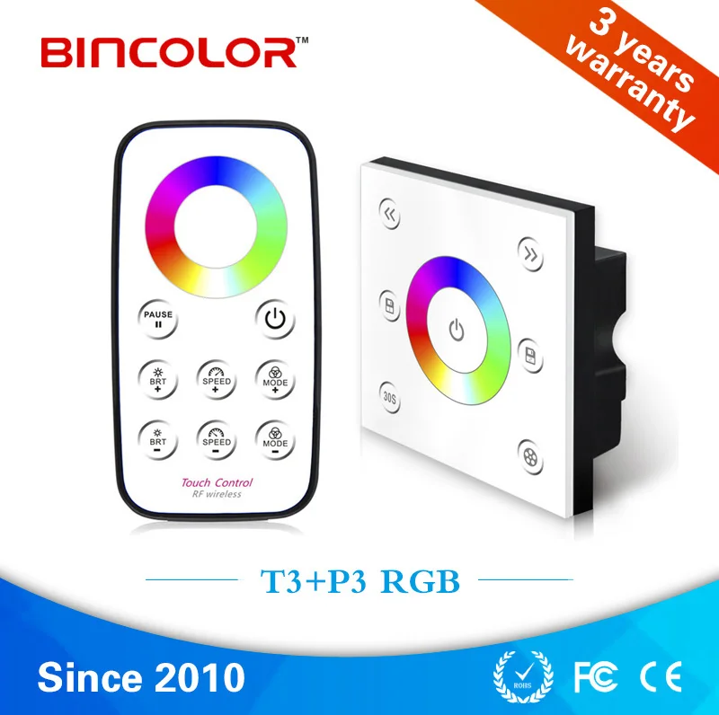 Высококачественный беспроводной rgb-контроллер для светодиодных лент P3 + T3 со сменными цветами rf-контроллер rgb 12 В постоянного