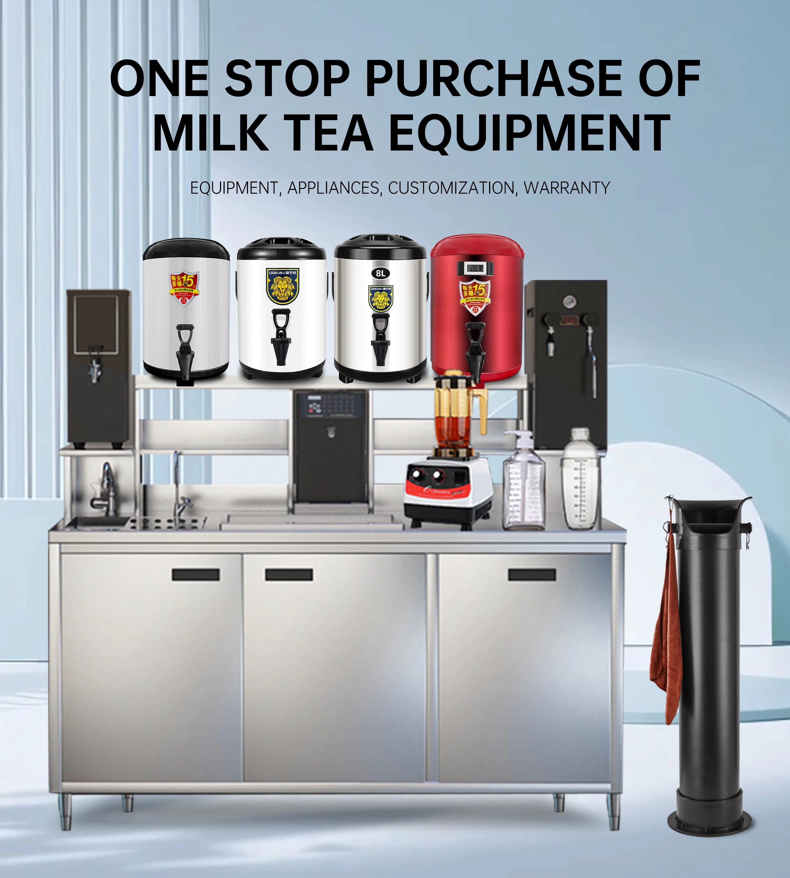 Commercial New Design Bubble Tea Bar Counter Full Boba Tea Machine Set for Restaurant and Food Shop Milk Tea Application