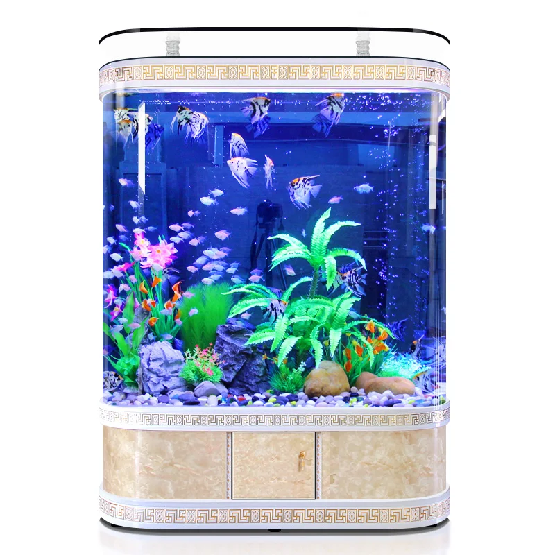 Top Filter Curved Corner Round Ultra White Fiberglass Fish Tank Of Aquaculture