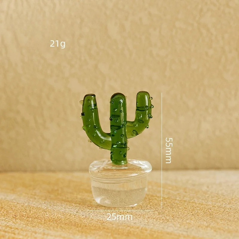 Handcrafted Lampworking Technique Home Decoration Gift Papertown Mixed Shape Cactus  Glass Figurine