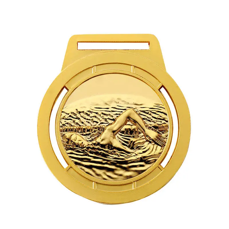 Custom Logo Design Sublimation 3D Honor Football Soccer Running Sports Metal Blank Medal Award Trophy with Ribbon