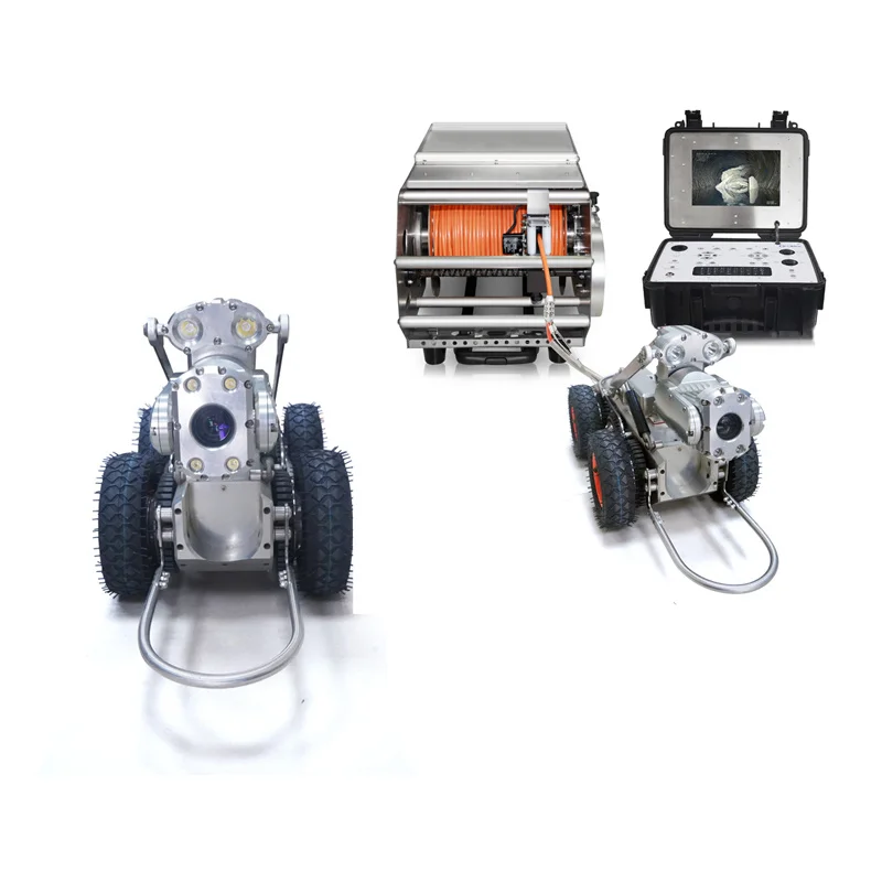 CE/FCC Certified Megapixel Industrial Sewer Mainline Pipe Inspection Crawler Robot Camera With Joystick Control