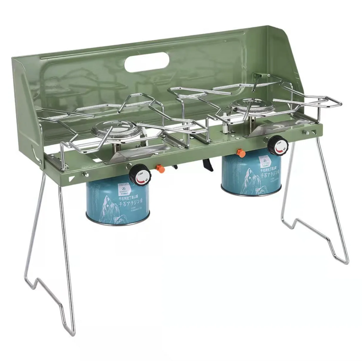 Portable Foldable Outdoor Camping Picnic Gas Double Burners Stove windproof