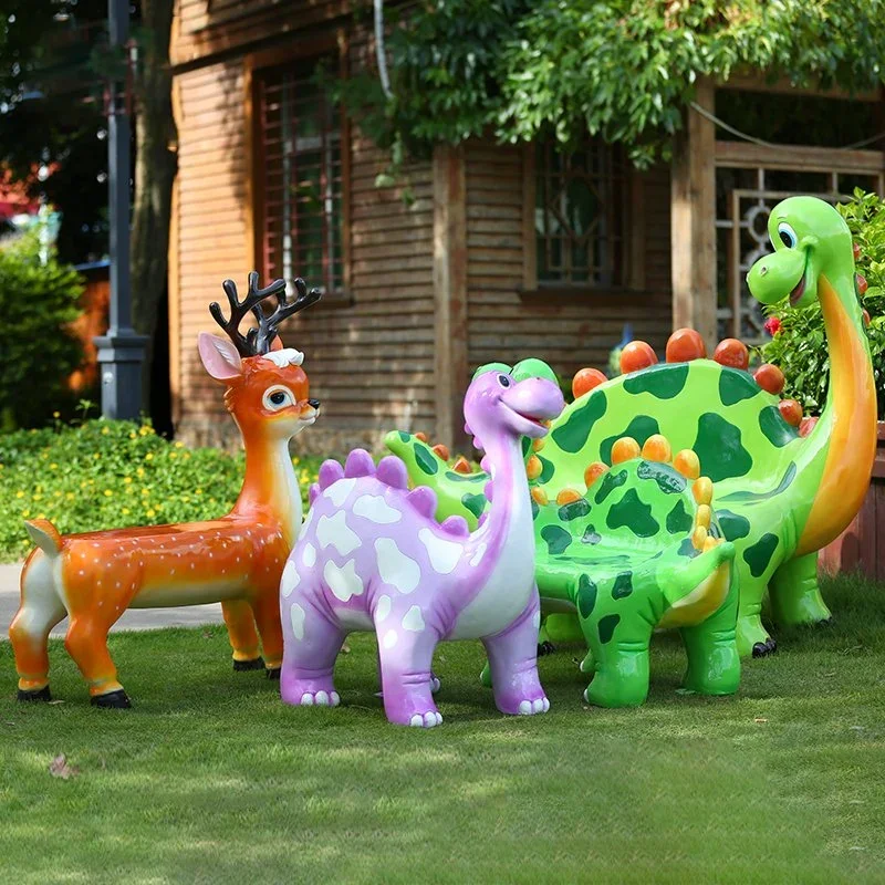 Amusement Park Decoration Cartoon Resin Fiberglass Animal Seat Chair Bench Statue for Sale
