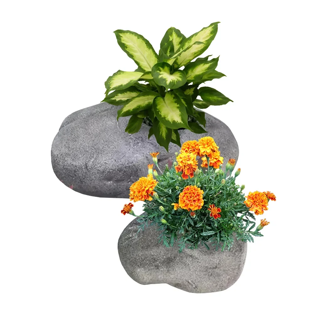 Nordic Creative Big Indoor Outdoor Stone Flower Pots Fibreglass Planter Home Garden Decoration Plant Pot