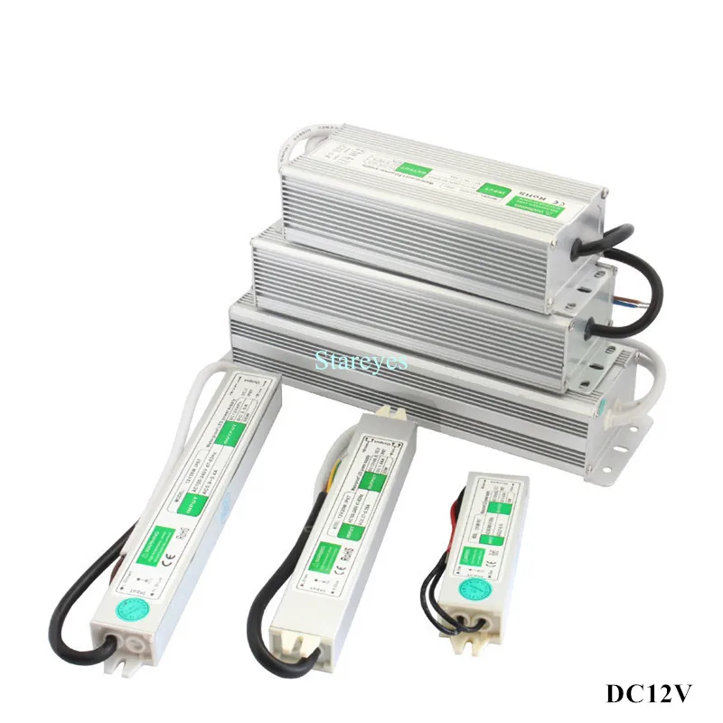 100 Pcs IP67 Waterproof Transformer Power Supply Adapter DC12V 24V 10W 15W 20W 25W 30W 36W 45W 50W 60W 80W 100W 120W 150W 200W