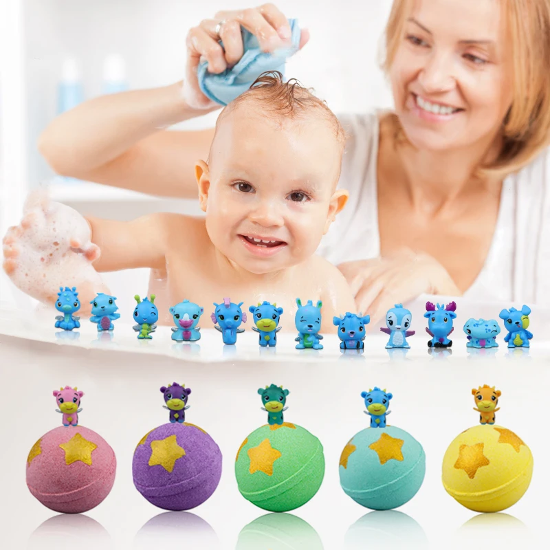 OEM Handmade Fizzy Balls For Kid Bath Bomb Gift Set With Toys Inside Bath Ball Bomb Essential Oil Spa Bath Fizz Balls