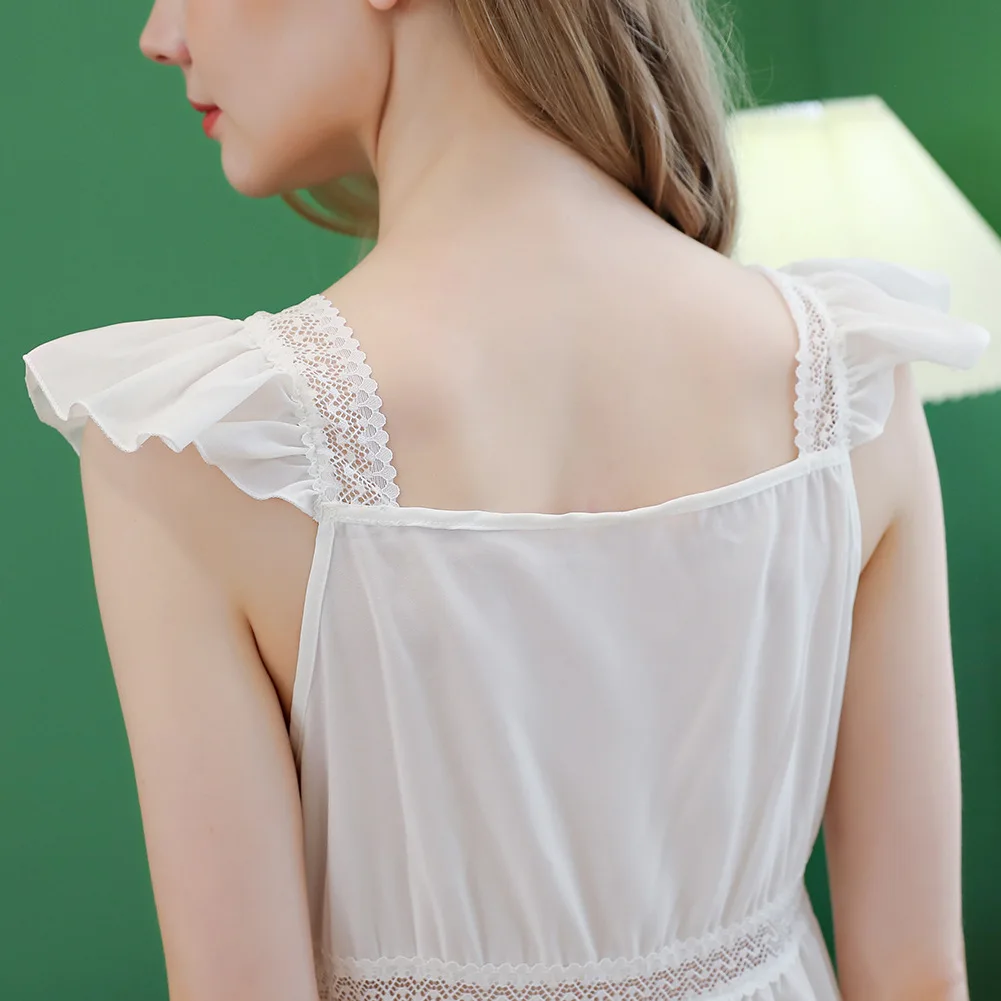 Factory wholesale 2024 summer new French court style pajamas lace V-neck dress ladies pajamas