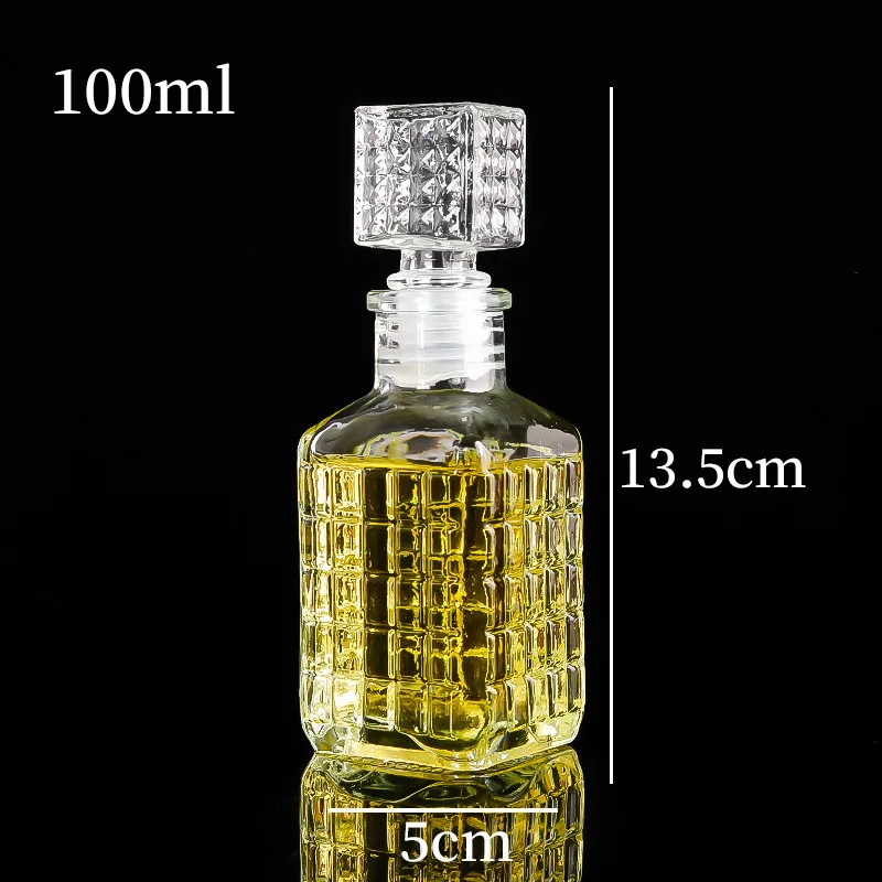 100ml Mini Liquor Decanter Glass Small Shot Bottles Mini Salad Dressing Decanter Empty Mini Alcohol Bottles with Glass Stopper