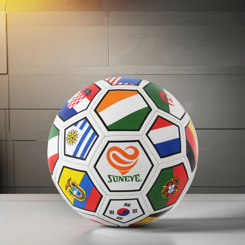 Size 5 PVC Leather Soccer Ball with Advertising Flag for Soccer Fans and Players