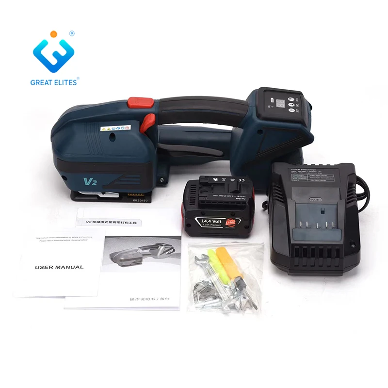 14.4V/4.0AH PET Strap Hand-hold Semi Automatic Packing Machine Wrapping Tools Rechargeable battery V2 Electric Strapping Machine