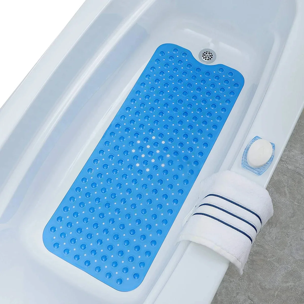 PVC Material Bathroom Mat Foot Scrubber Non Slip Shower Mat Bath Mat with Suction Cups and Drain Holes