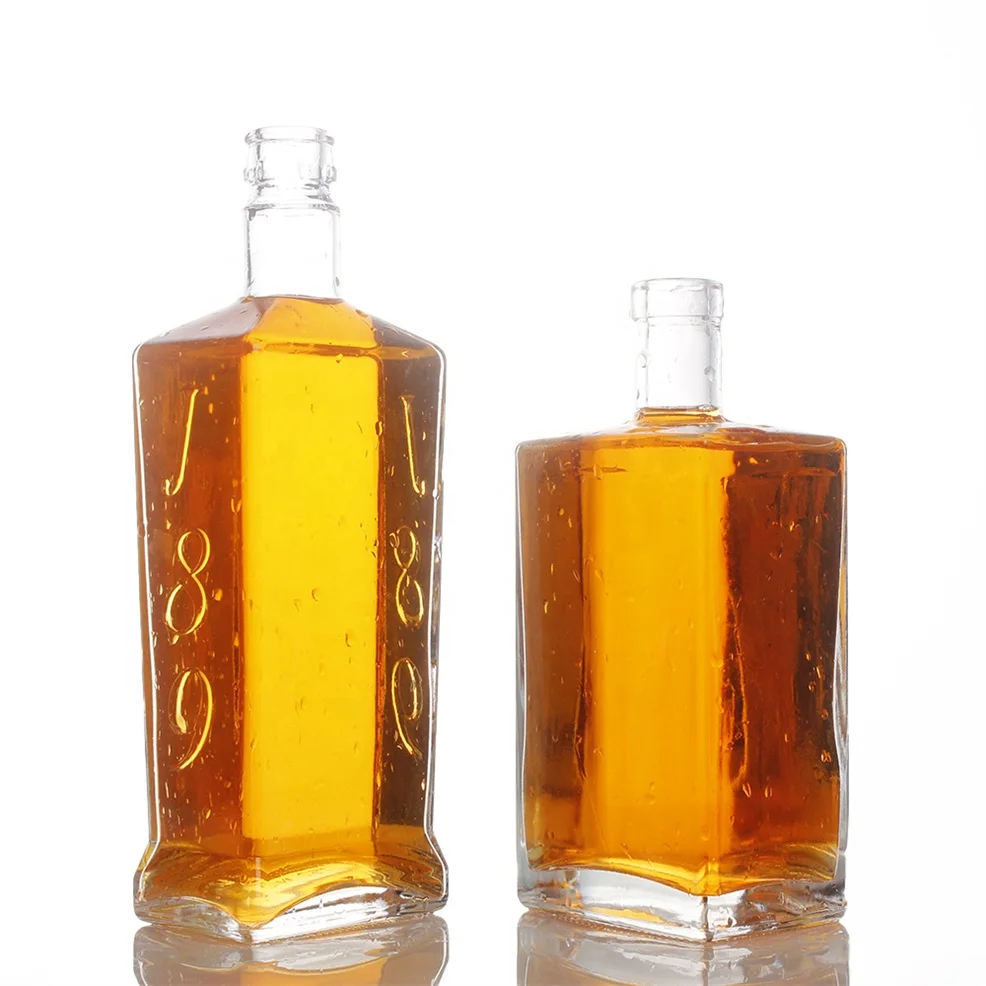 700 ml 750ml Cachaca customized bartop flat custom fancy tequila mescal Heavy Base London dry gin square glass bottle