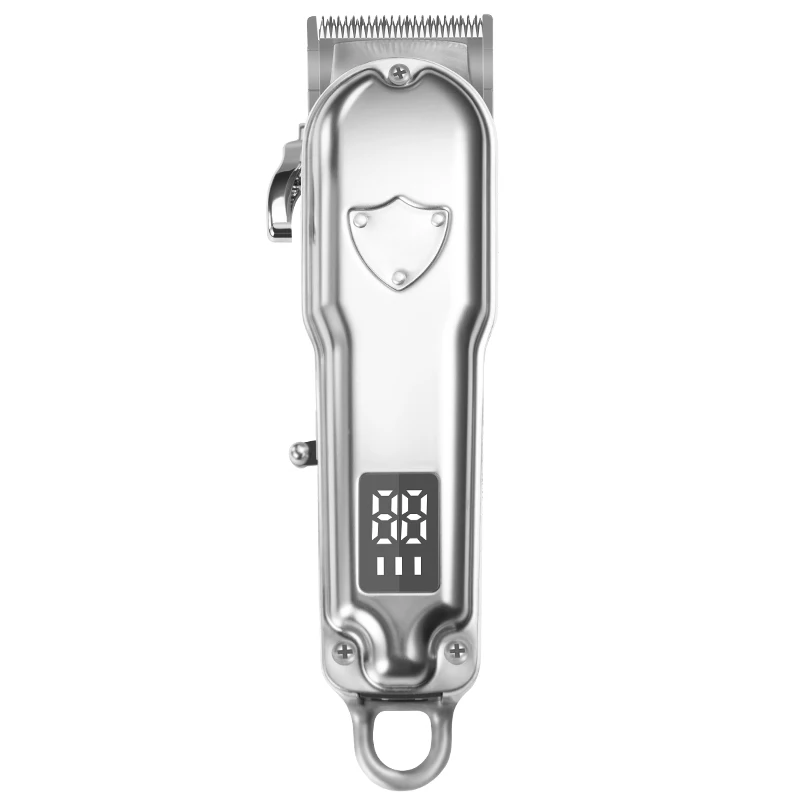 
Парикмахерские принадлежности для триммера, профессиональный металлический парикмахерский Электрический перезаряжаемый триммер для волос со светодиодным дисплеем 