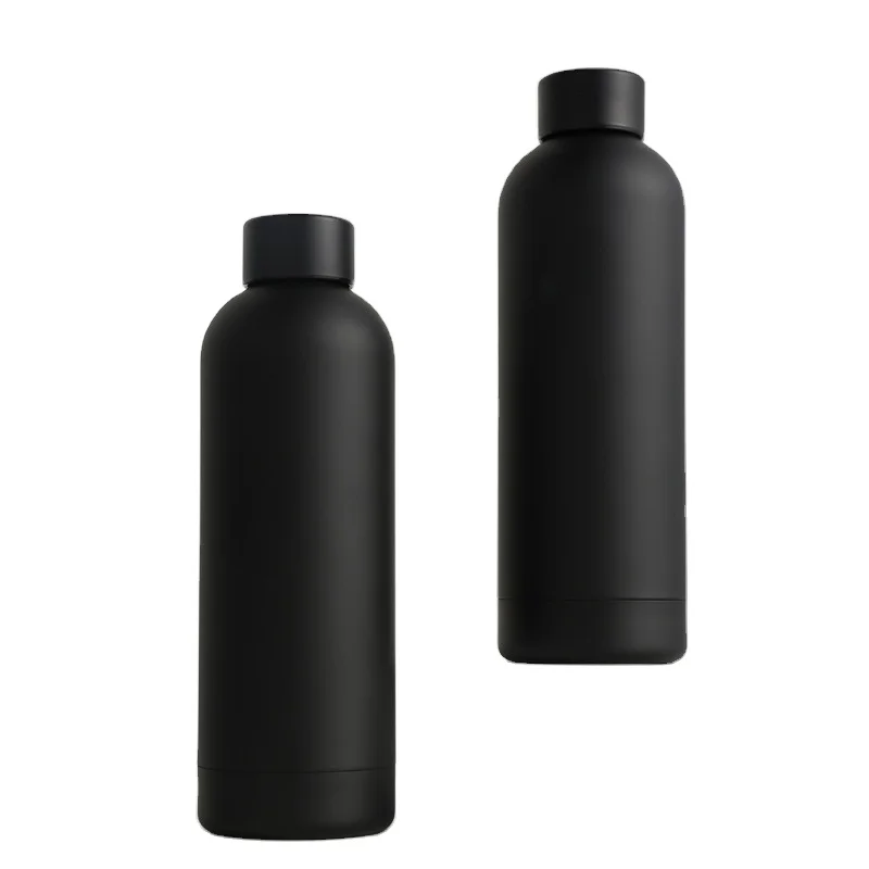 Best-selling 350ml 500ml 750ml 1000ml Stainless Steel Bottle Rubber Matte Black Water Bottle Double Wall Thermos Bottle