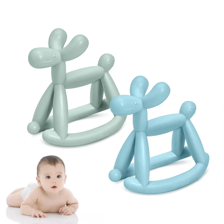 2024 Latest Design Easy-to-Hold Silicone Baby Teether Unisex Infant Teething Toys for 0-6 Months Babies