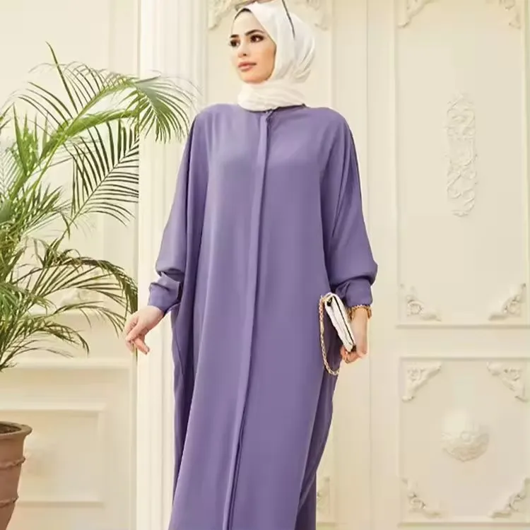 2024 Wholesale EID Ramadan Dubai Turkey Tunic Modest Abaya Islamic Clothing Robe Luxury Plain Muslim Women Dress Open Abaya