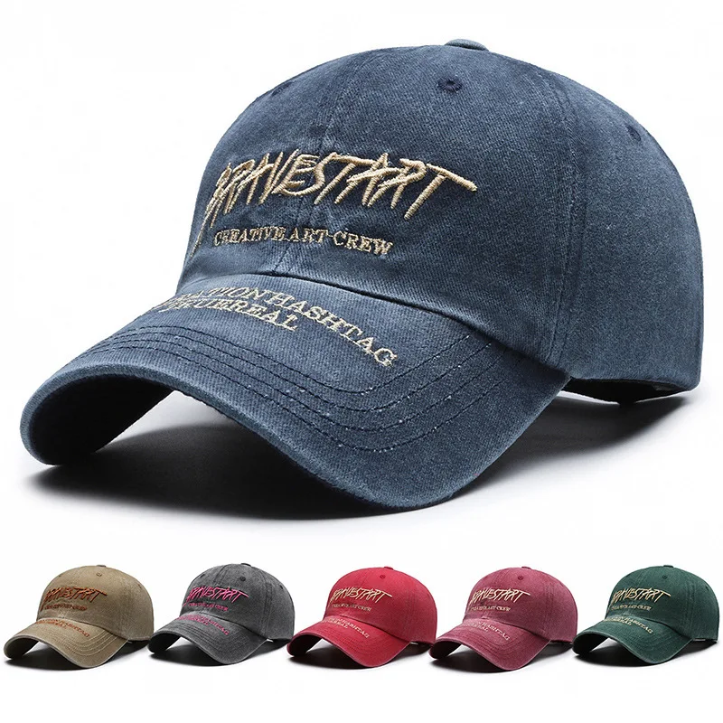 Cotton 6 Panel Outdoor Sports Custom Embroidered Baseball Cap Bulk Wholesale Embroidery Logo Distressed Baseball Cap Hat