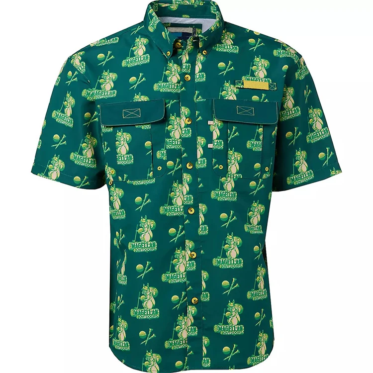 Factory Direct Sale Fully Customizable Green Short Man Columbia Fishing Shirts