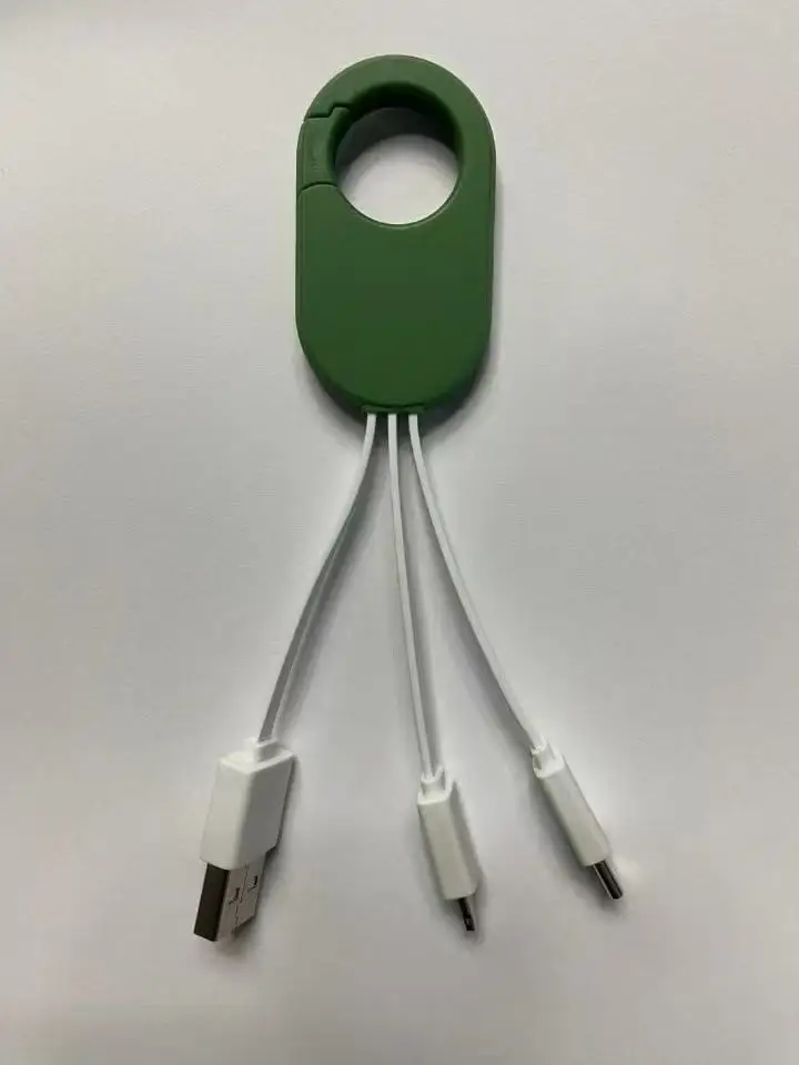 Corporate Promotional Gift Items 5 in 1 Nylon Braided Cable With Dual Sides LED Logo Keychain USB Charging Cable