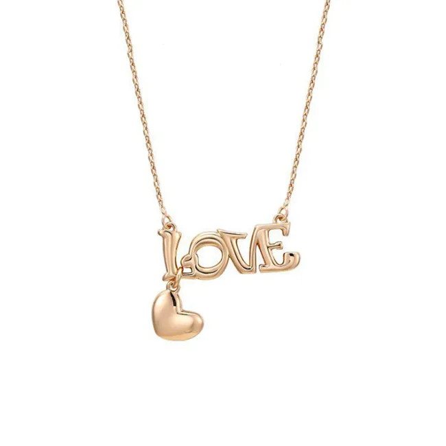 Simple Handmade Jewelry Gift 18K Gold Word Love Pendants