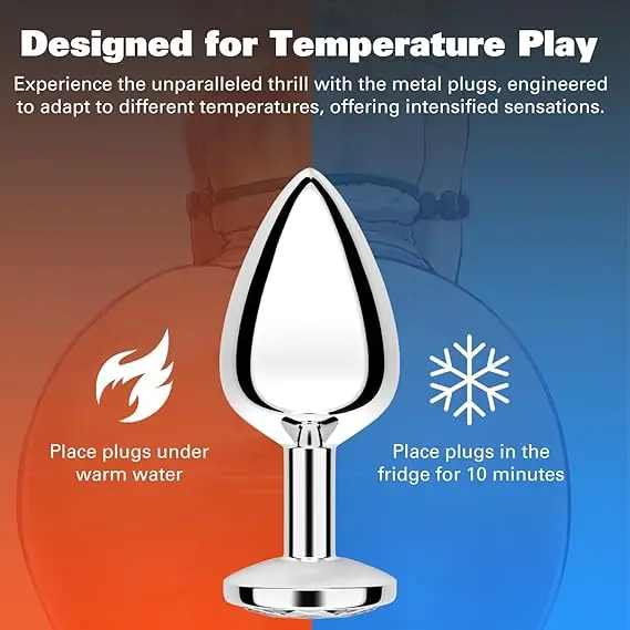 Butt Plug Set 4 Pieces Jewelry Butt Plug Sex Toy Anal G Spot Anal Sex Adult Toys Suitable for Adult Men and Women Couples Silver