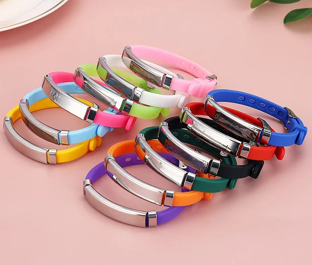 Personalize Kids Baby ID Wristband Bracelet Soft Silicone Rudder Stainless Steel Children Girls Boys Custom Emergency Name Phone