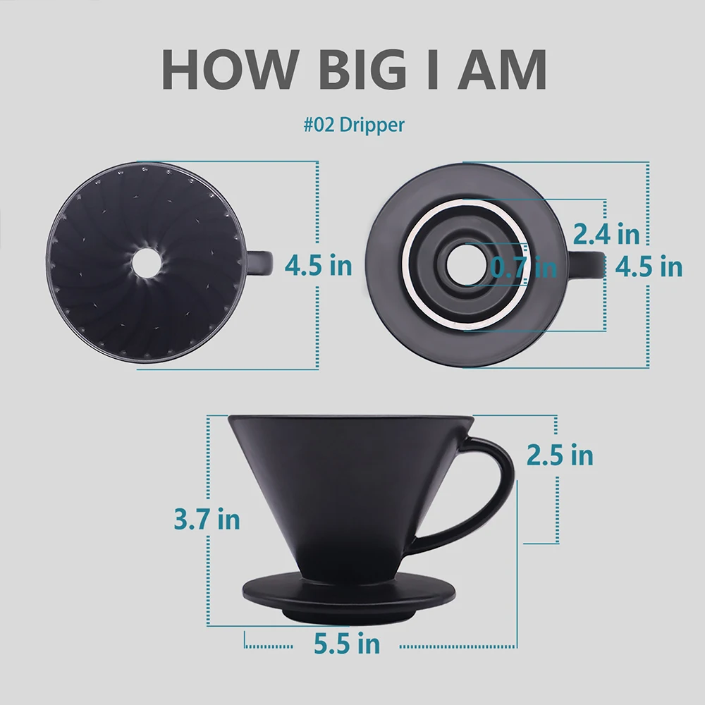 DHPO Hot-Selling 600ml Reusable High-Fired Ceramic Coffee Dripper with Comfortable Ceramic Handle Hot Product in Coffee Filters