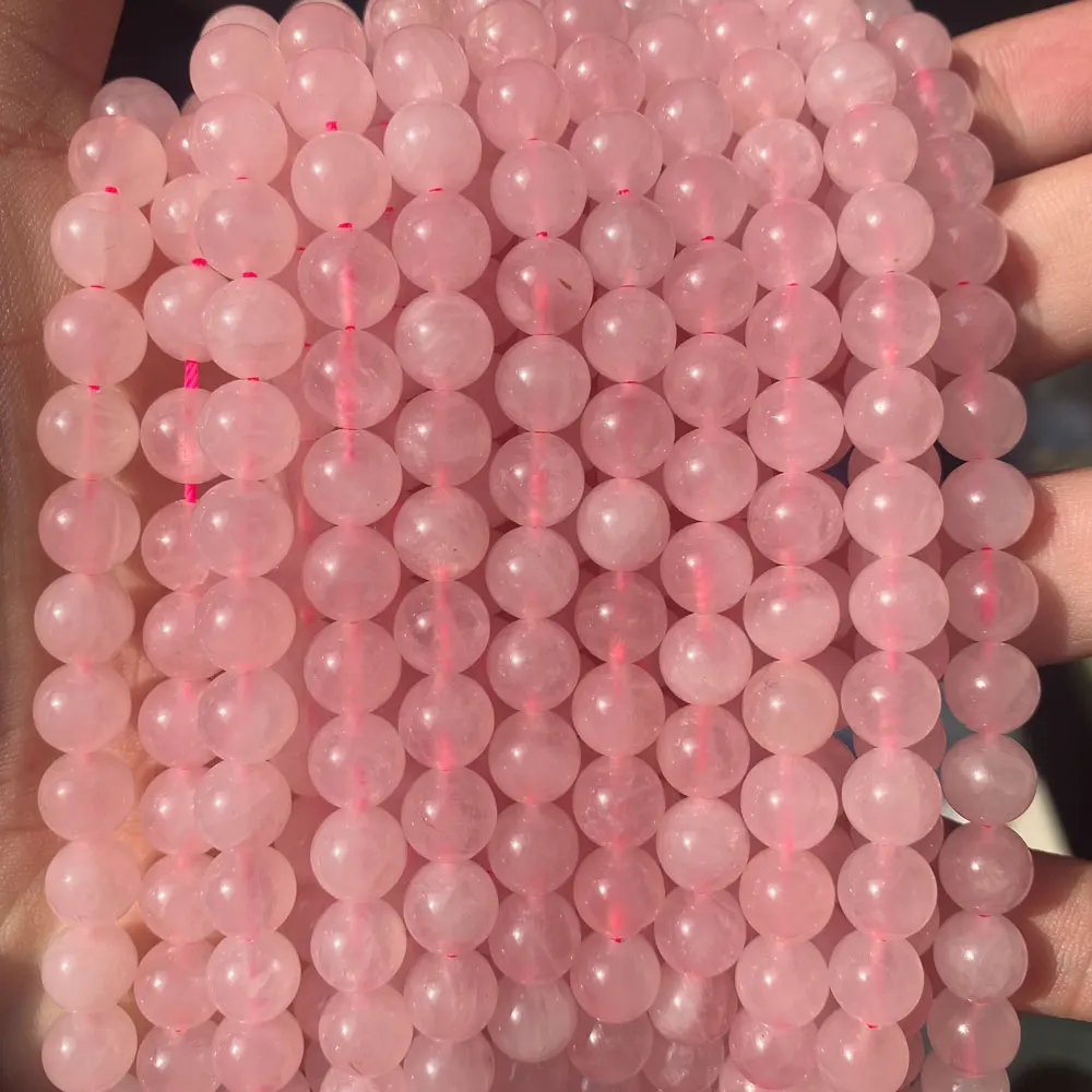 Wholesale Bulk Loose Pink Crystal Healing Stone Round Polished Natural Rose Quartz Jewelry Beads For DIY Bracelet Necklace