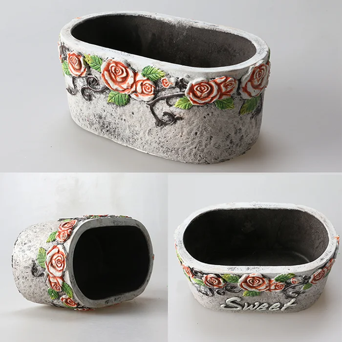 2023 Custom Reusable European Style OEM Cement Flowerpot Mold Planter Silicone Concrete Mold For Pot