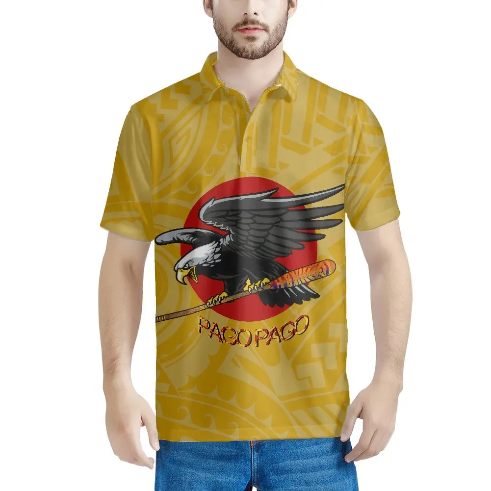 Yellow Samoa tattoo and eagle design cool summer men classic high quality fashion comfort plus-size custom POLO short sleeves