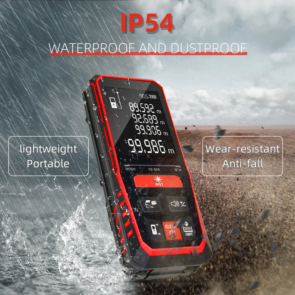 Лазерный дальномер с ЖК-дисплеем степень защиты Ip54 100 м 150 200 лазерный измерительный инструмент