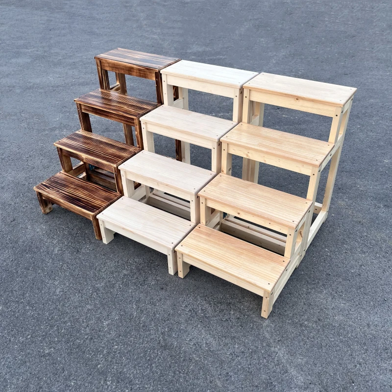 Customized Solid Wood Non-Slip Mat Bamboo Step Stool Wooden Toilet Stool Kids Step Stool