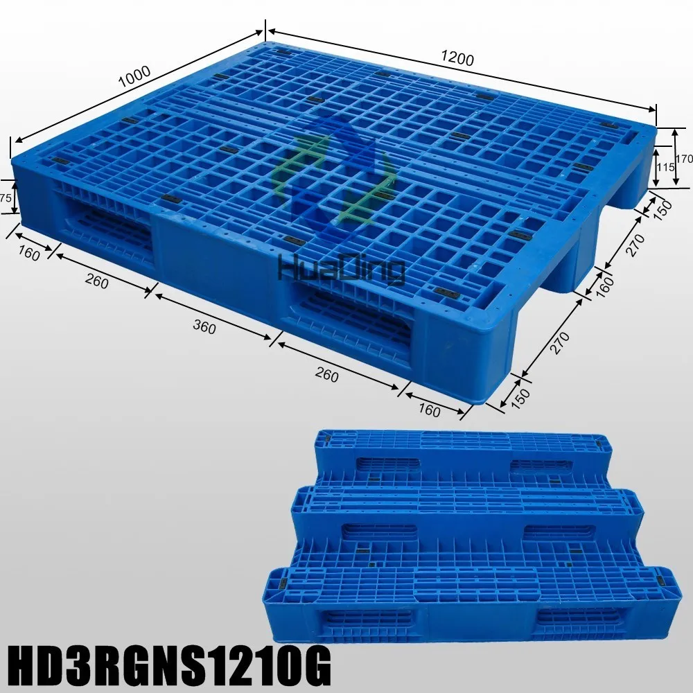HUADING High Quality Steel Reinforced Racking High Density 4-Way Plastic Pallet Single Faced Industrial Pallet