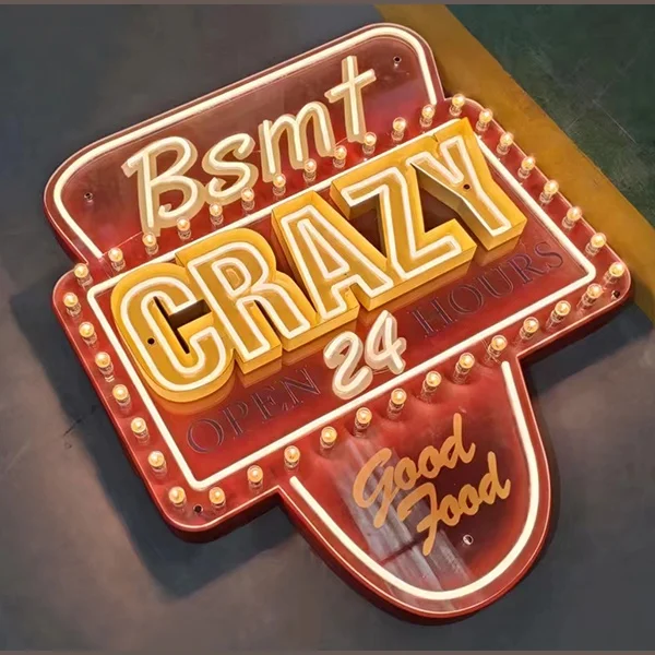 JAGUARSIGN Manufacturer Custom Trendy shop decoration light bulb word marquee Sign shop light box with light bulb