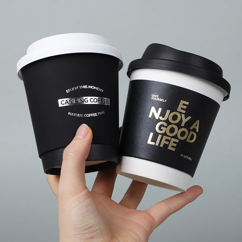 Custom Double Wall Coffee Cup with  Logo Disposable Single Wall Drink To Go Paper Cups for Hot Drink