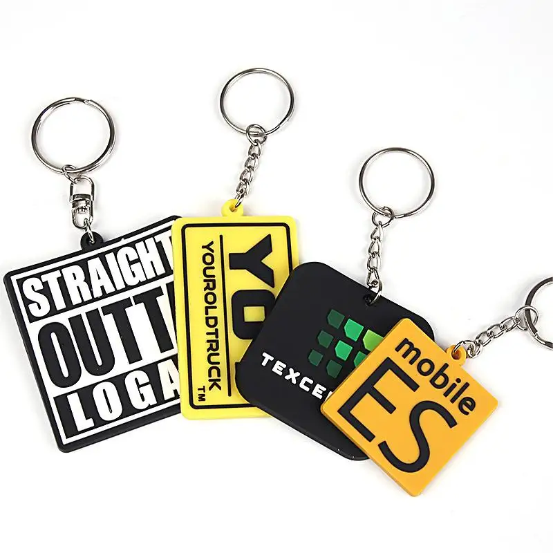 Custom personalized promotional soft pvc logo 2D rubber gift key chain custom logo letter keychain