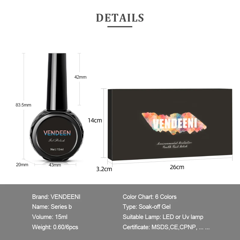 Vendeeni OEM/ODM Wholesale Popular Bright All Season Skin Tone Solid Nail Art Solid Nail Polish Clear Gel Nail Polish