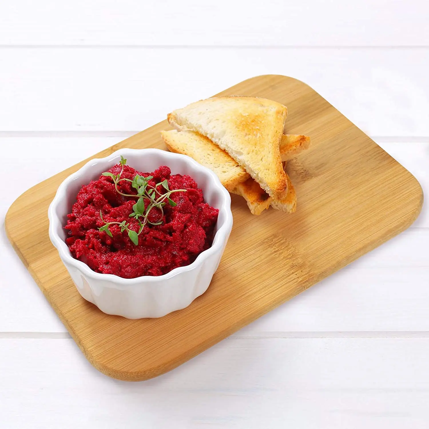 Antibacterial Bamboo Set of 6 Cutting Boards Serving Boards for Kitchen Display Stand