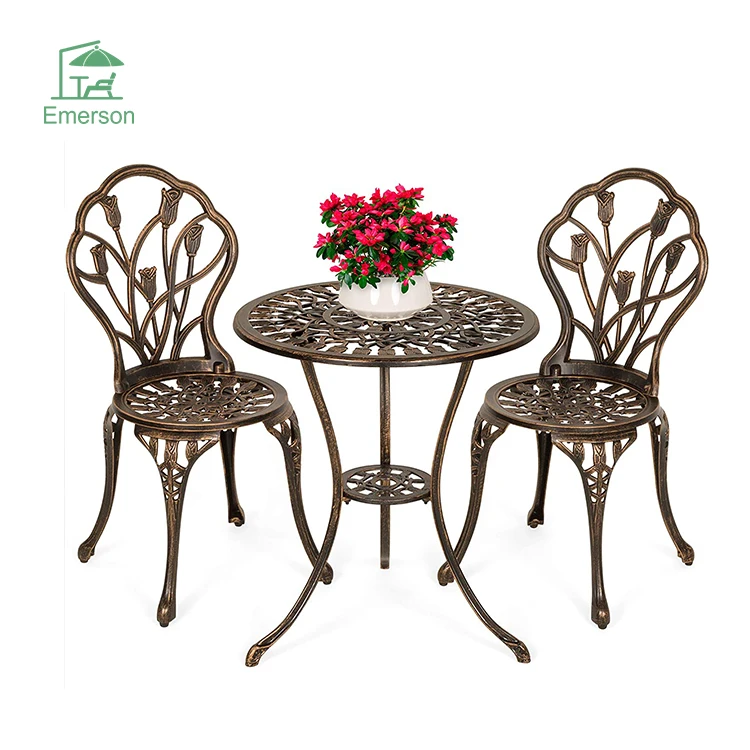 EMERSON наборы для бистро, набор металлических стульев для патио, литой под старину, наружный алюминиевый садовый стол и стулья